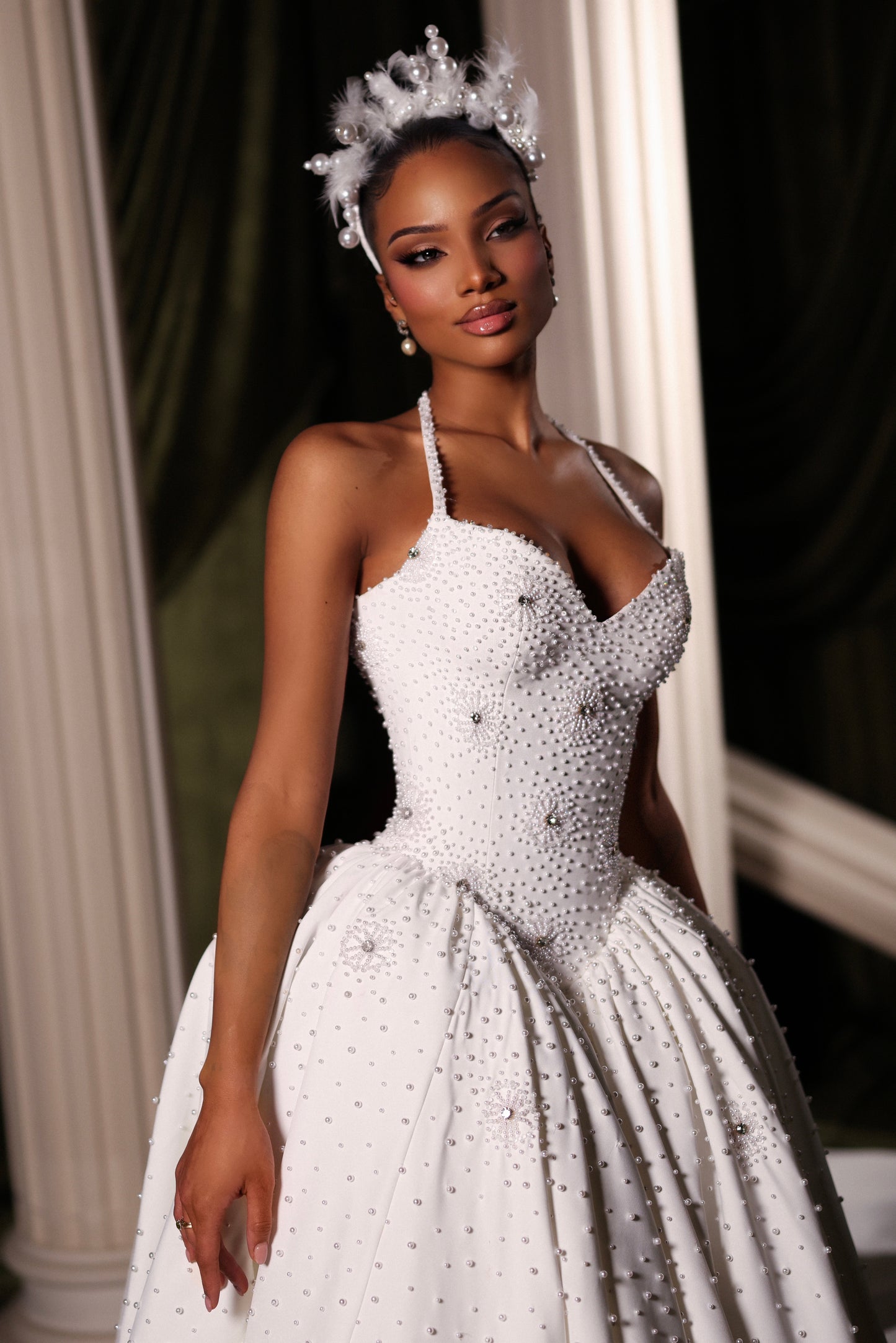 Royal Sun-Pearl Embroidered Dress