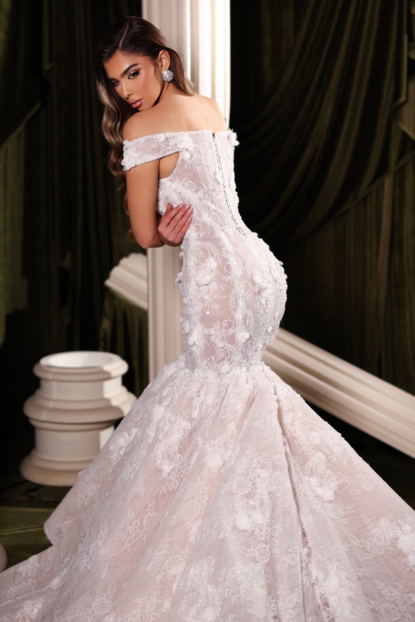 3D Floral Lace Mermaid Bridal Gown