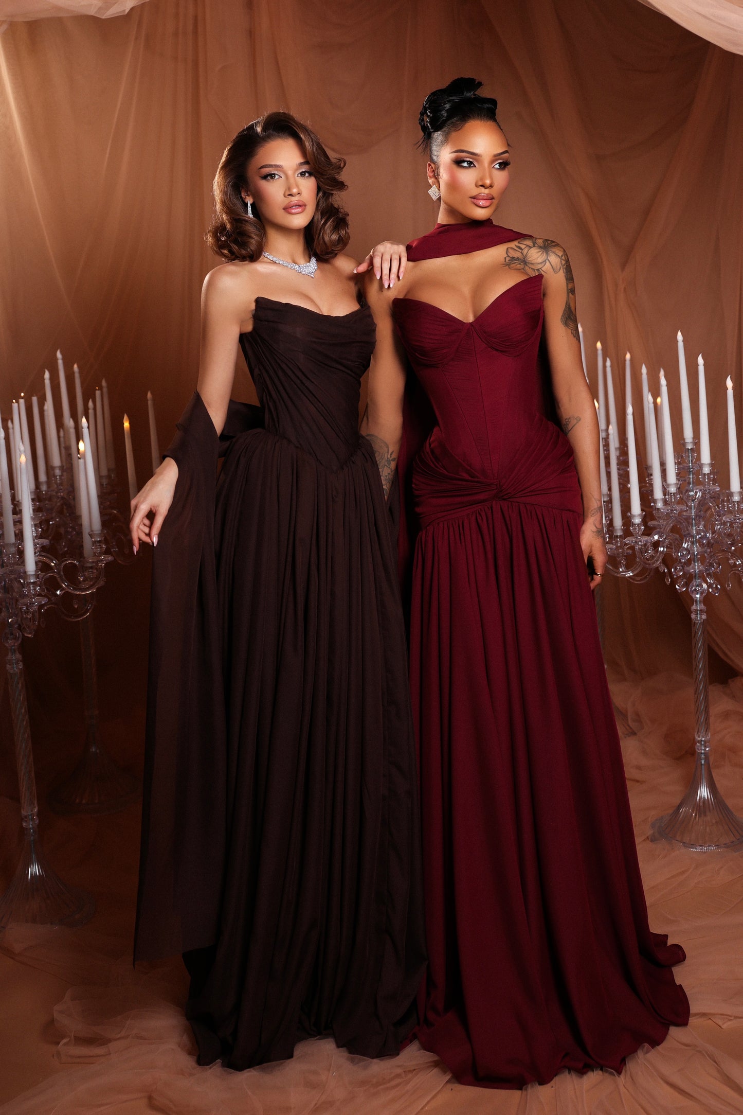 Burgundy Draped Dress
