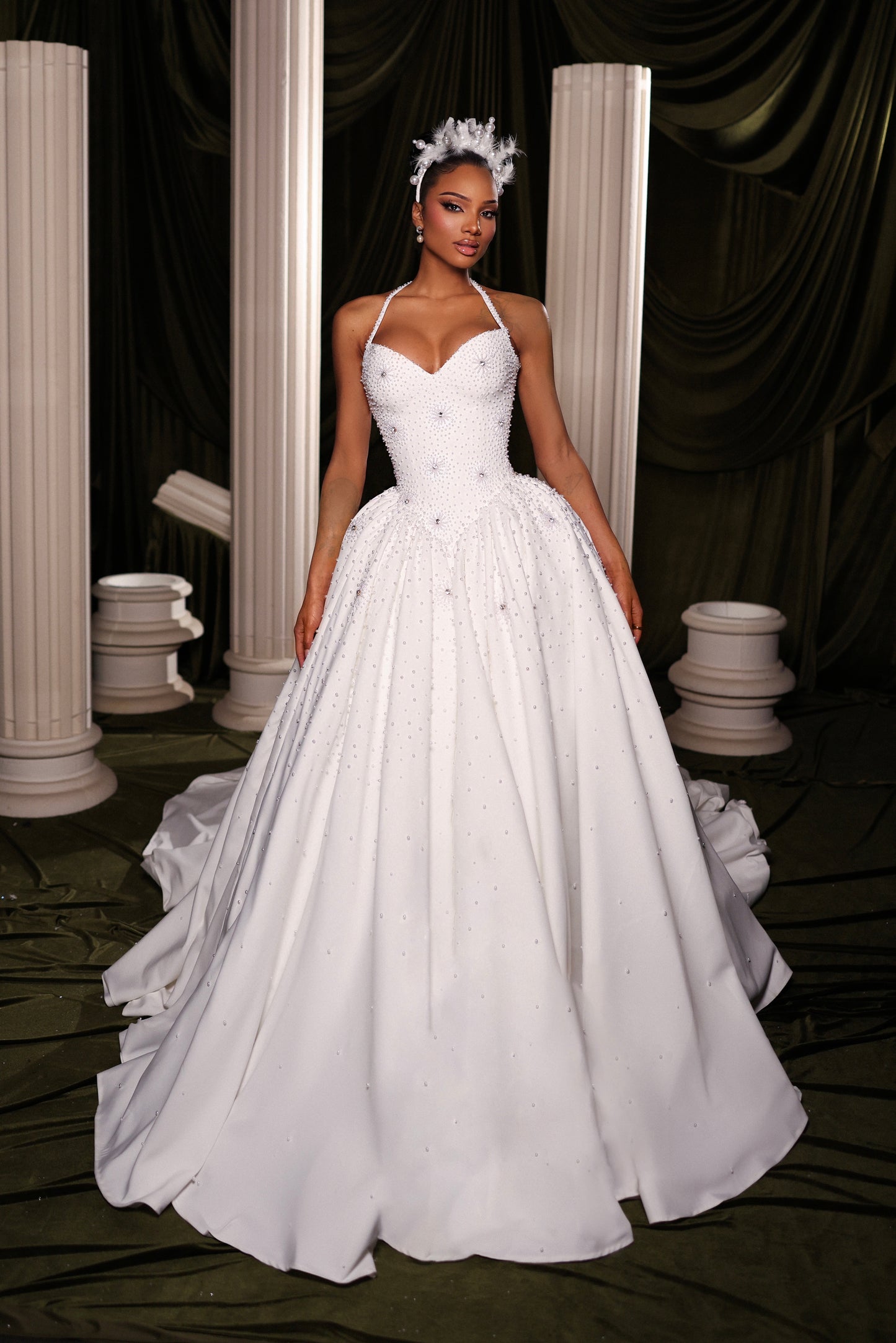 Royal Sun-Pearl Embroidered Dress