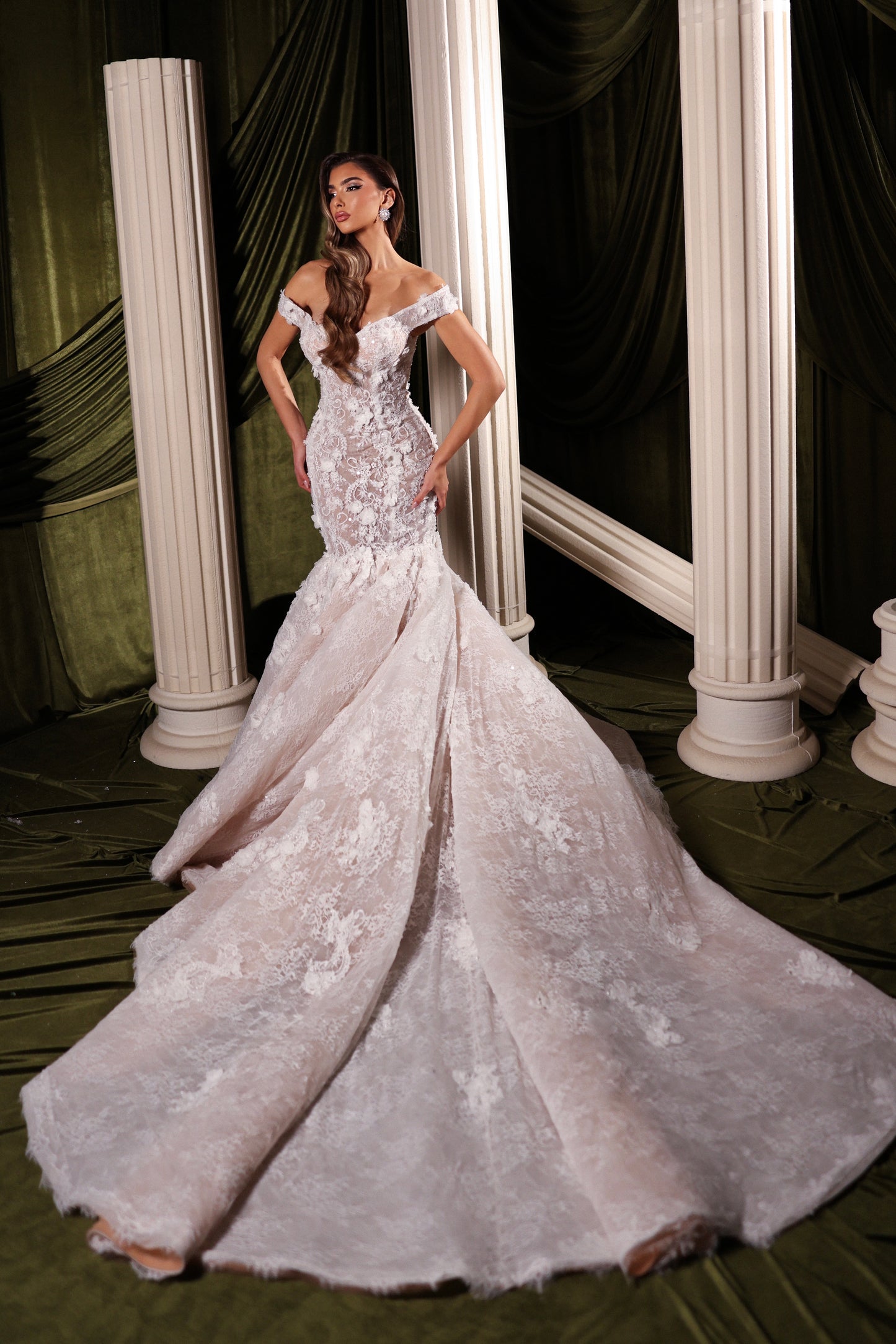 3D Floral Lace Mermaid Bridal Gown