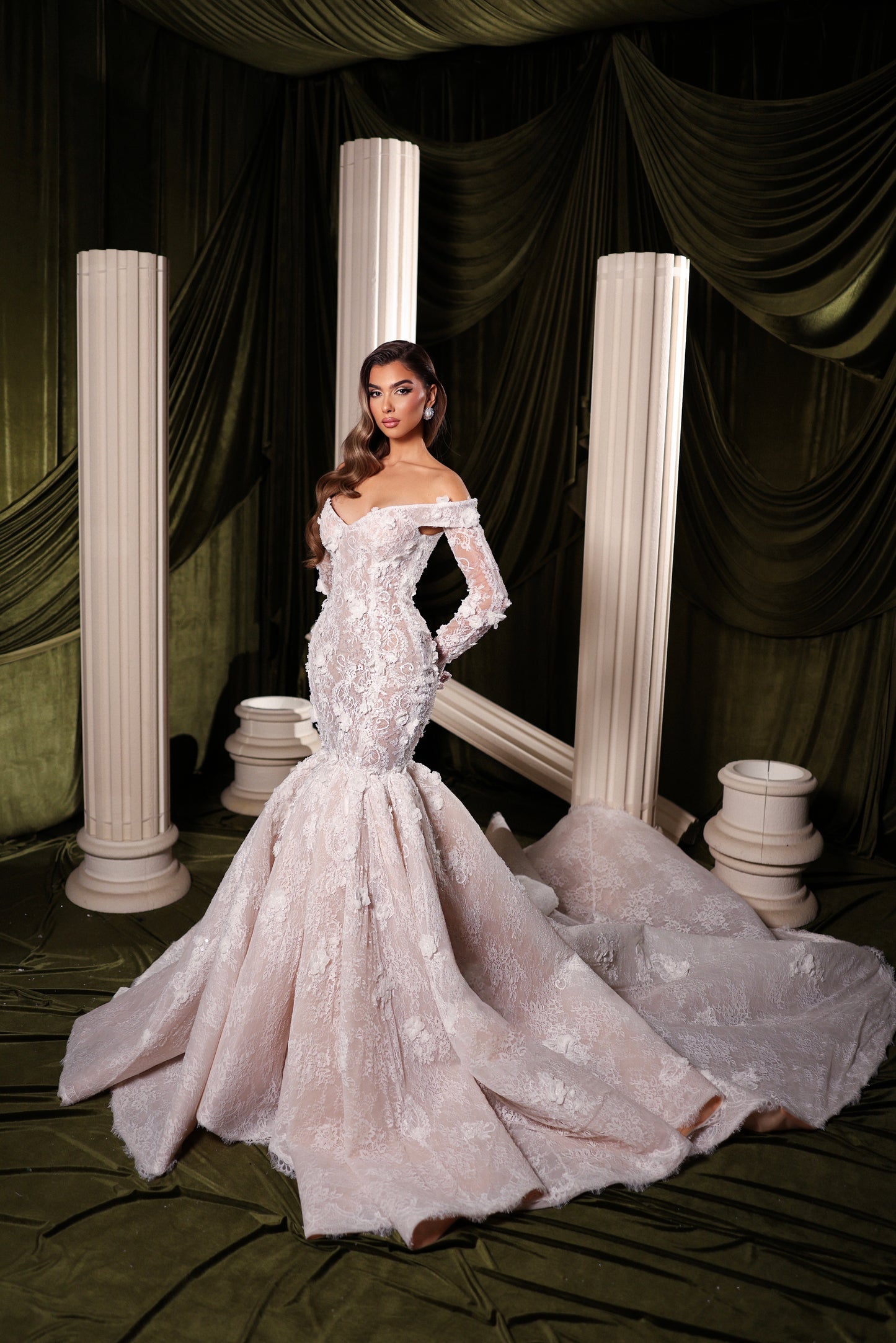 3D Floral Lace Mermaid Bridal Gown