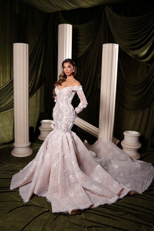 3D Floral Lace Mermaid Bridal Gown