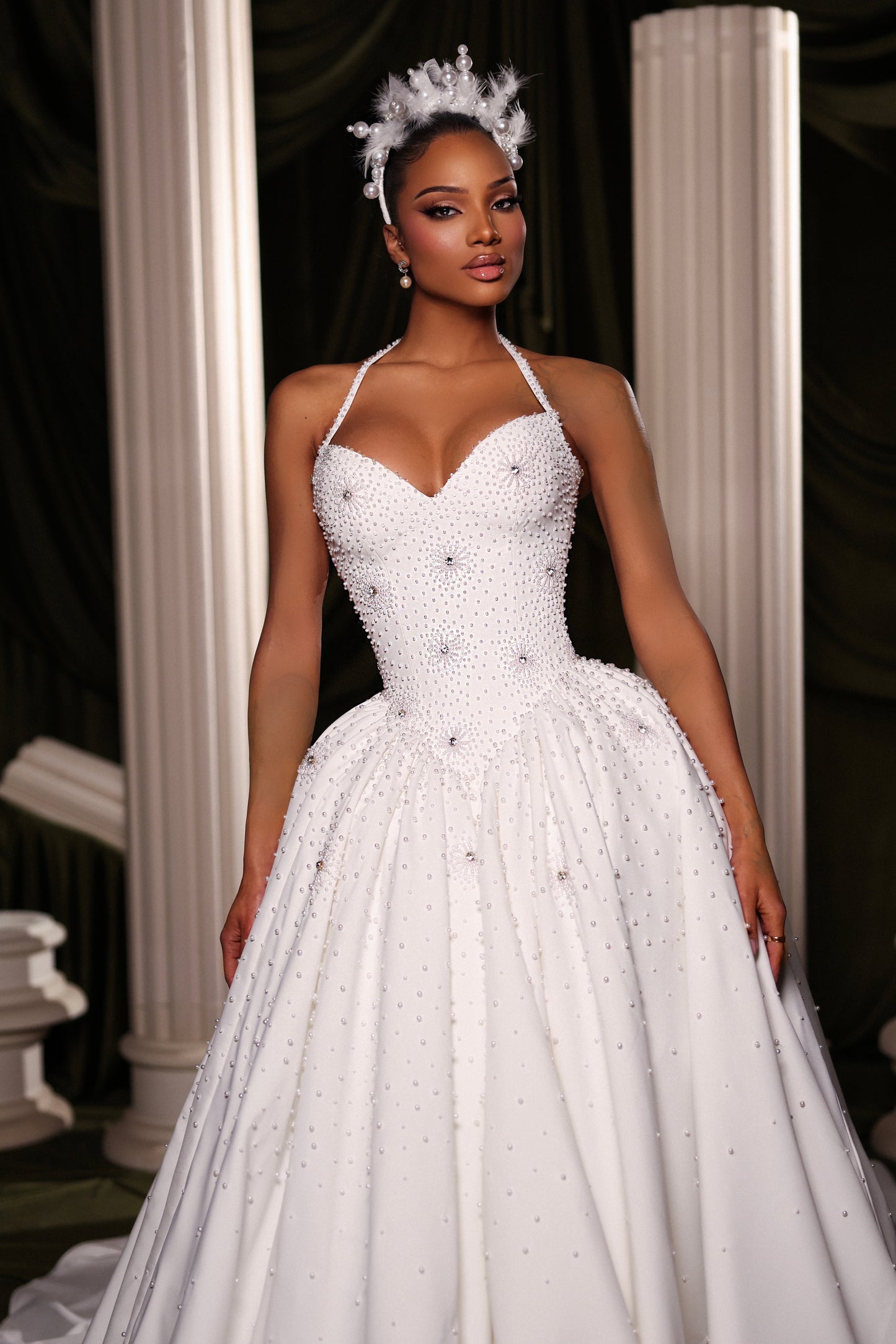 Royal Sun-Pearl Embroidered Dress