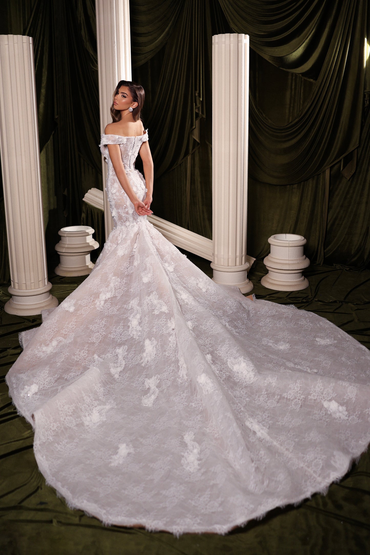 3D Floral Lace Mermaid Bridal Gown
