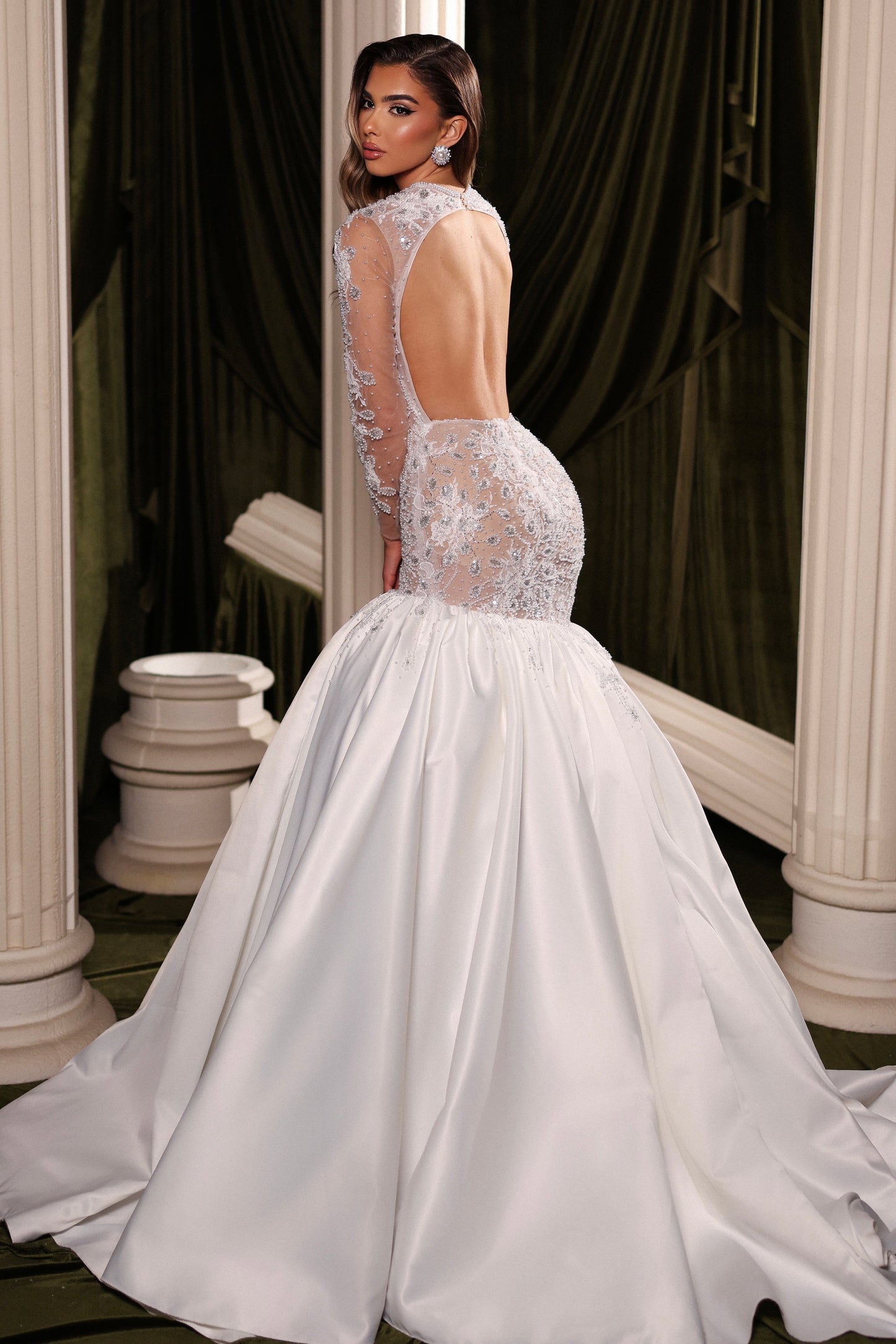 Big Mermaid Bridal Gown with Open Back