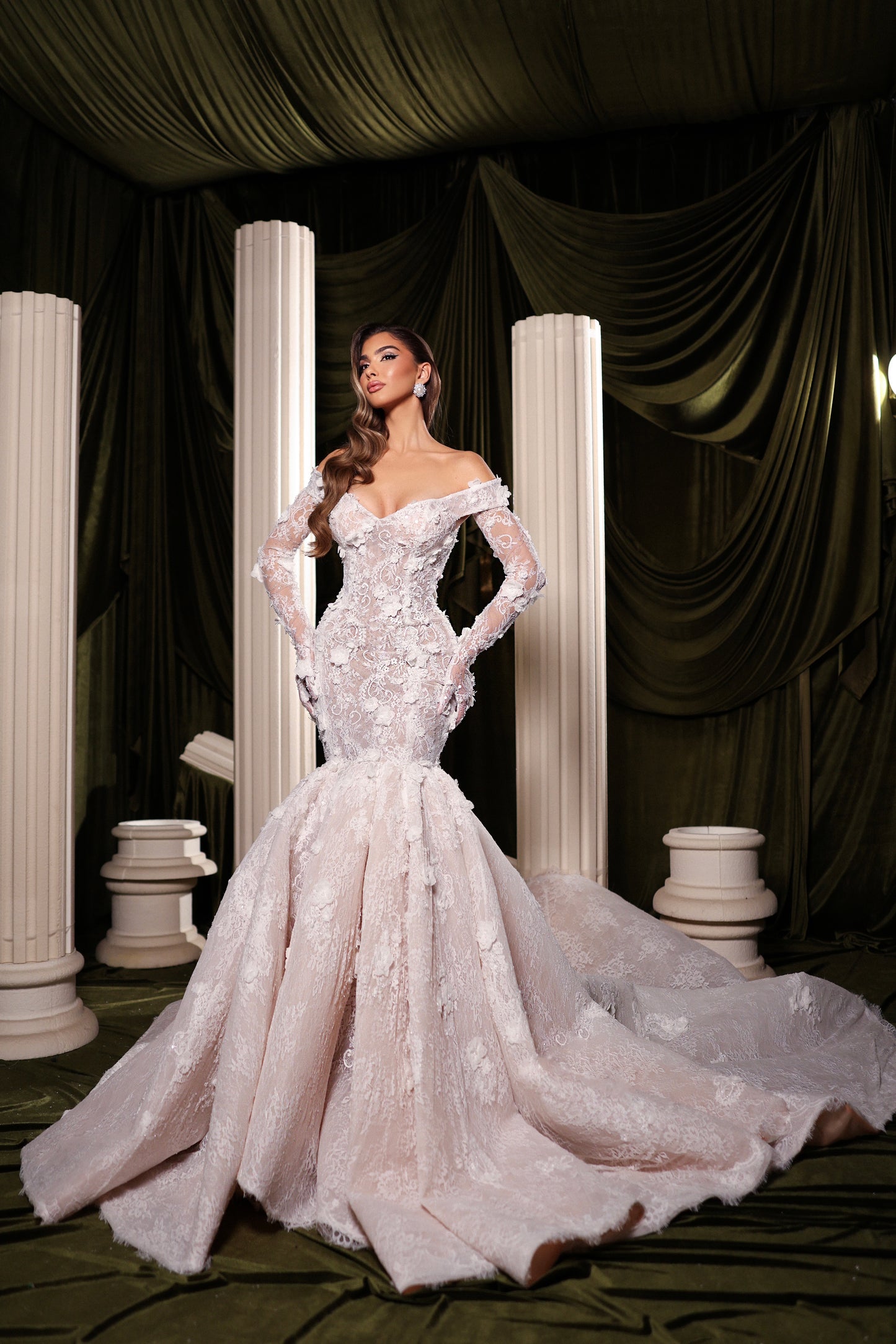 3D Floral Lace Mermaid Bridal Gown