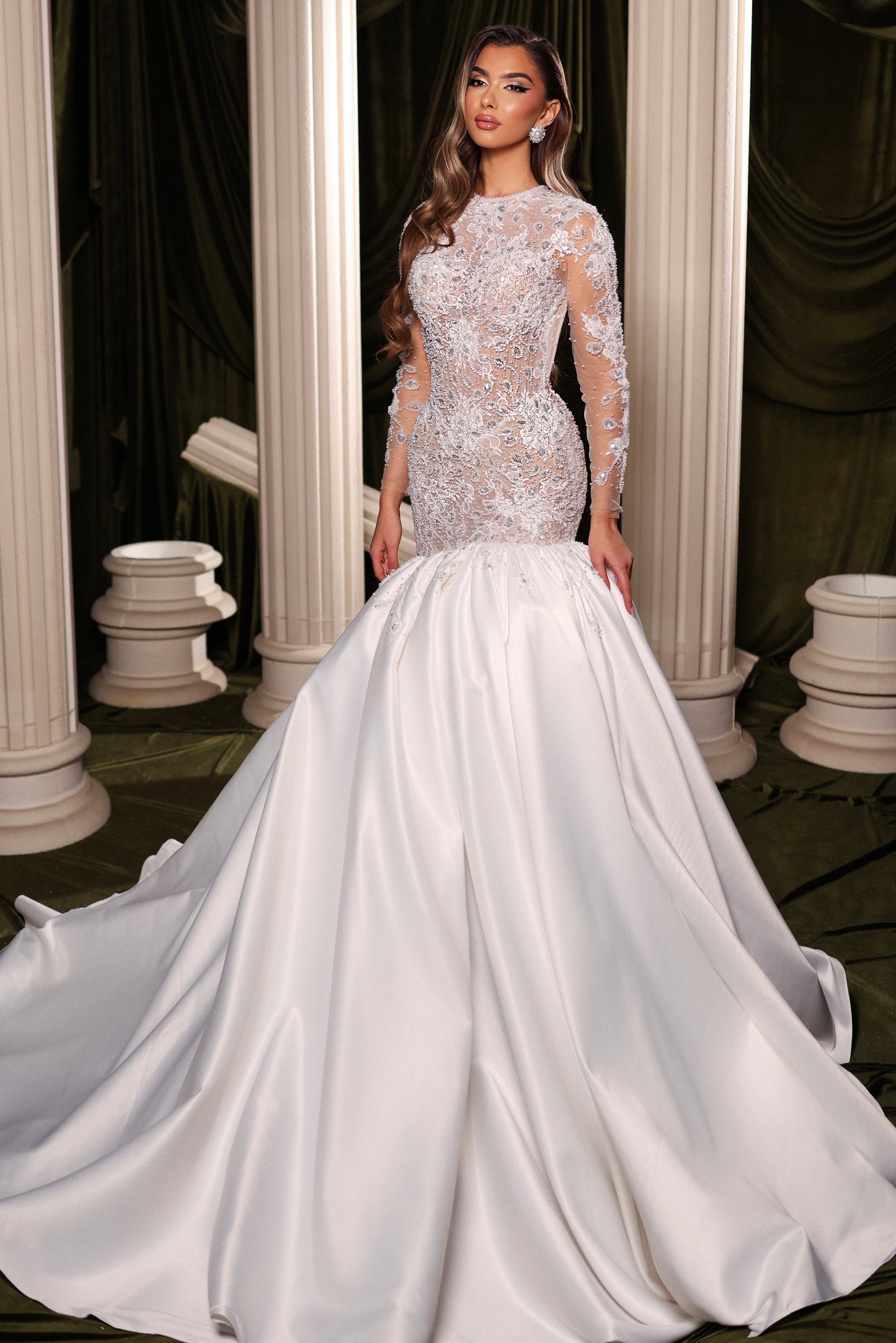 Big Mermaid Bridal Gown with Open Back