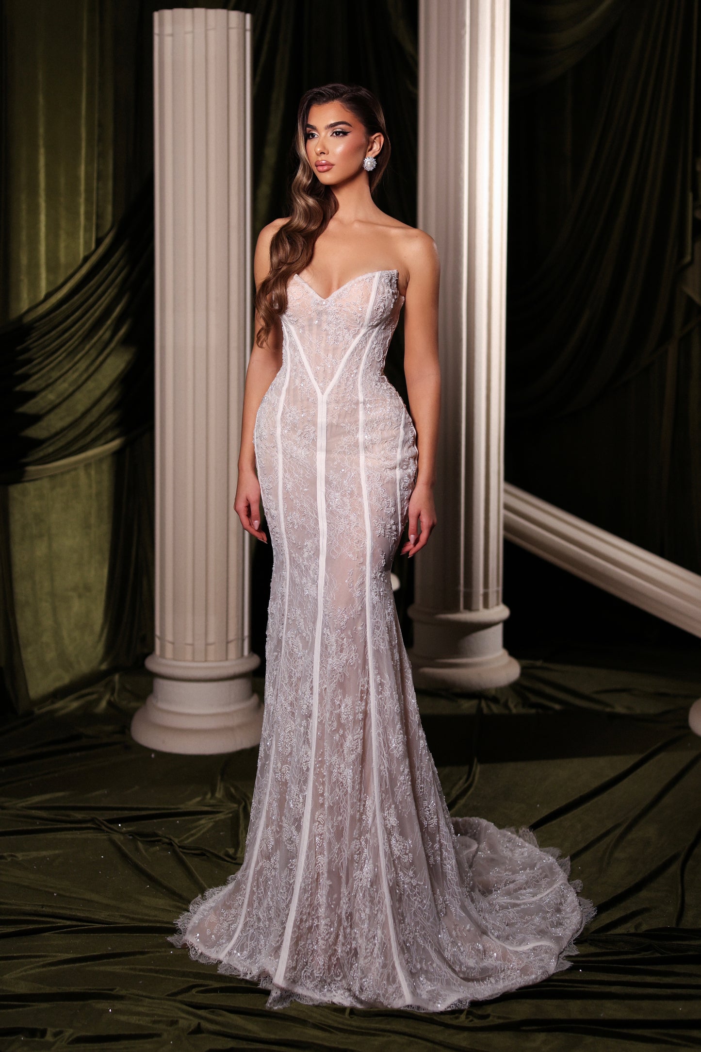 Sweetheart Lace Gown with Architectural Boning